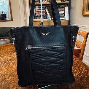 Zadig & Voltaire Black Leather Tote Bag.